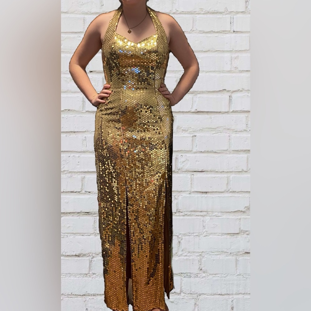 Gold size 6 prom dress